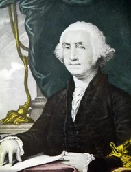 Ilustración de Currier & Ives del Siglo XIX. George Washington primer presidente de los Estados Unidos